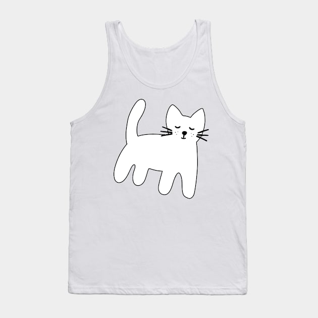 Black and white hand drawn cat Tank Top by bigmoments